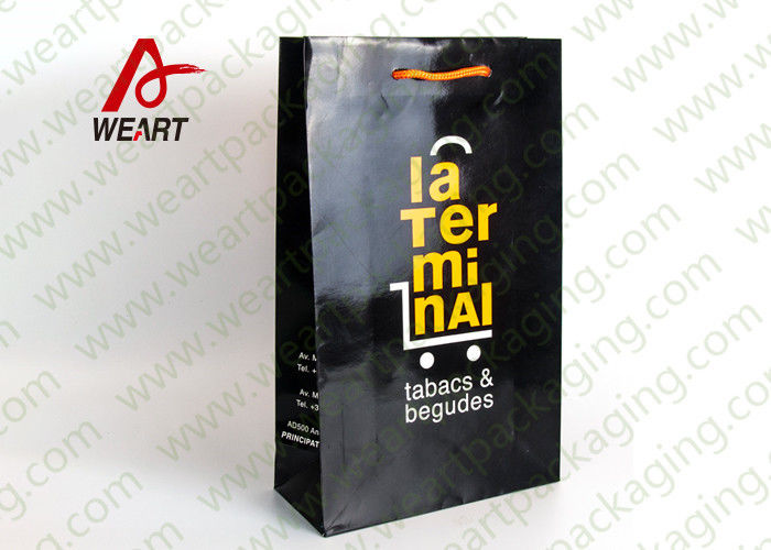 Eco Friendly Yellow Art Paper Bags Customized Size Storage Used